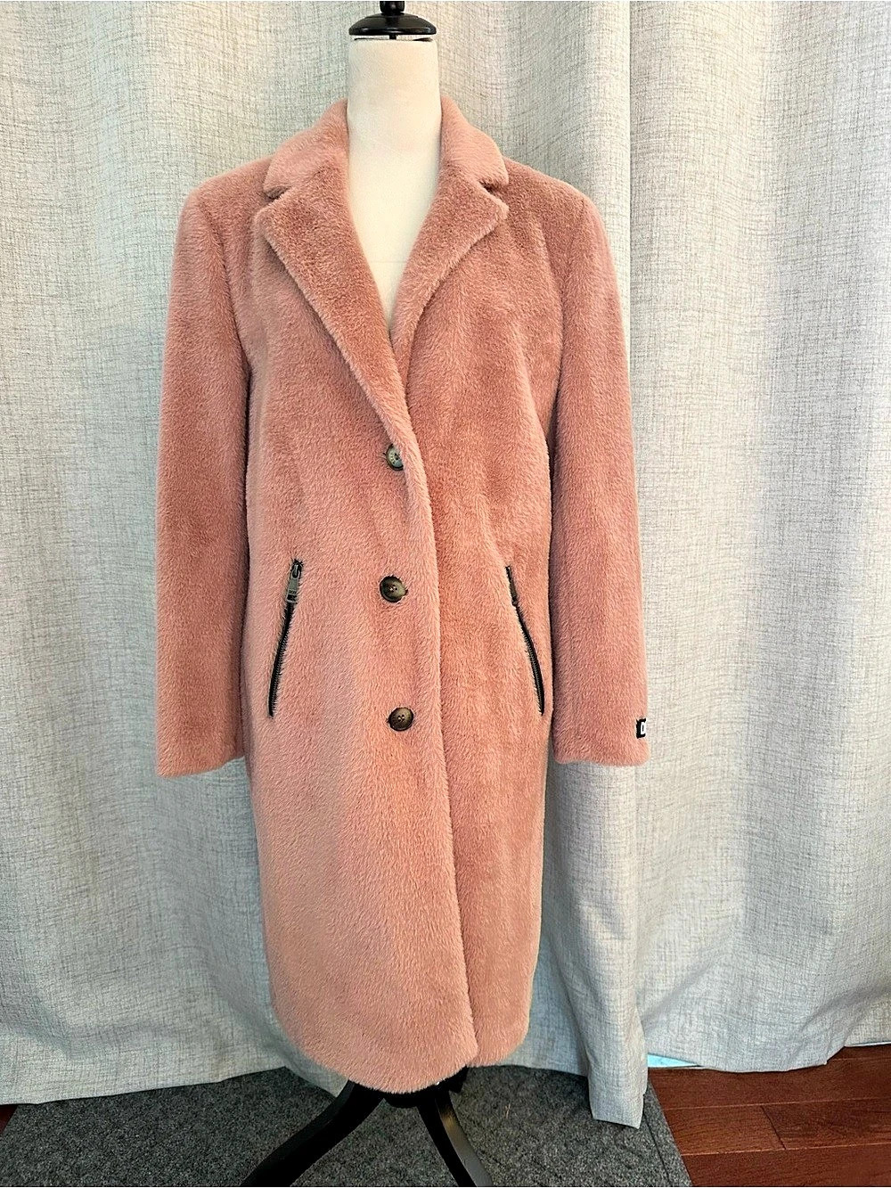 DKNY Pink Teddy Coat Size XS